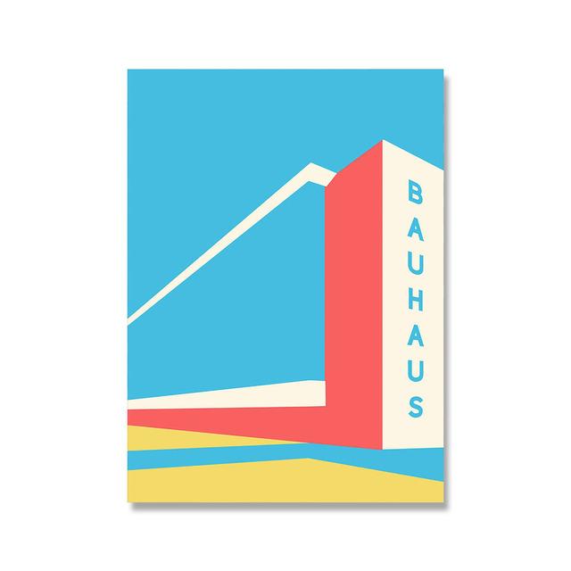 Poster Mostra Architettura Bauhaus Dessau Brutalismo Arte da Parete Immagine Pittura su Tela Poster e Stampe per Stanza Decorazione Casa