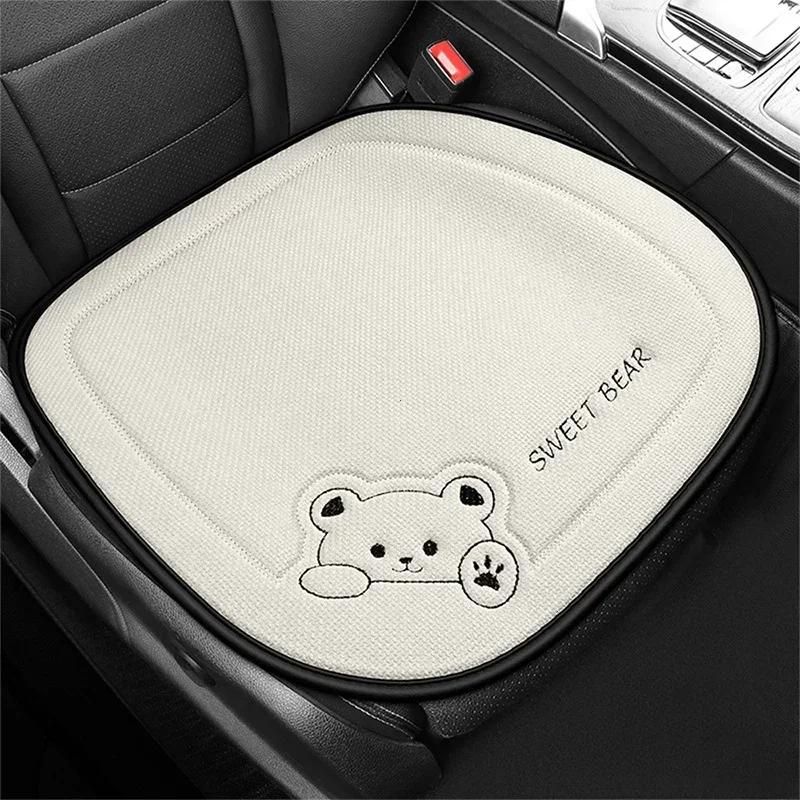 

Universal Fashion Luxury Car Seat Cushion Linen Cartoon Bear Women s Cute Anti-slip Breathable Car Seat Protect Cushion B1
