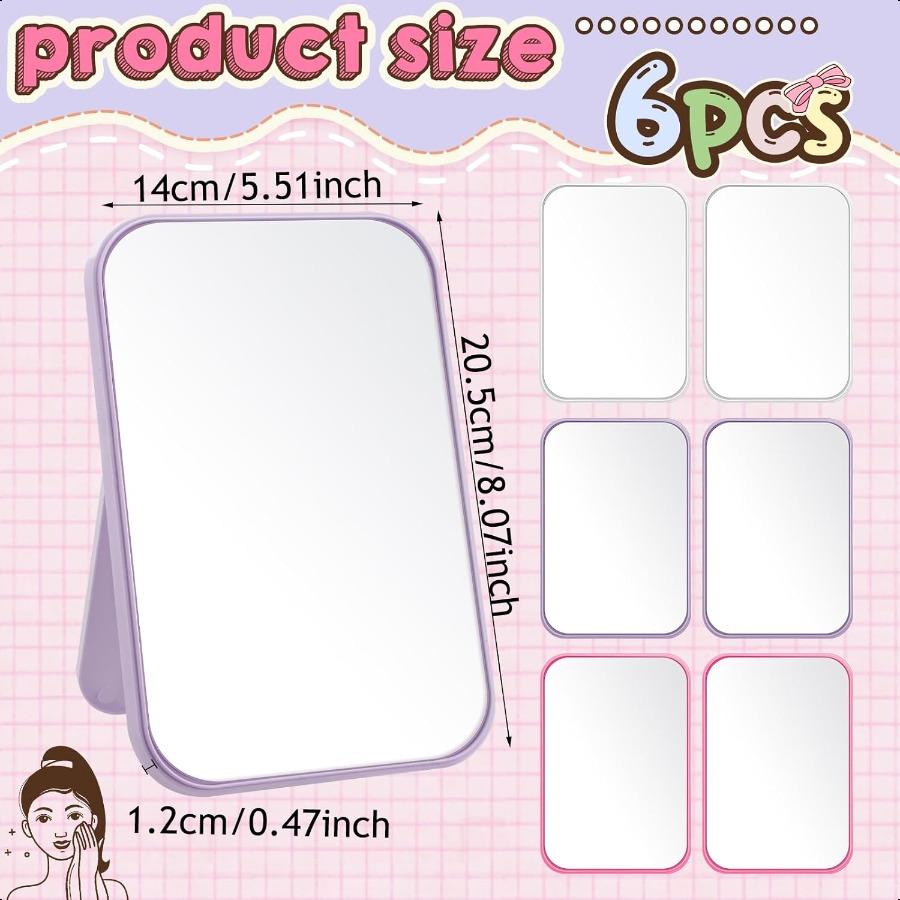 6 Pcs Spa Party Mirror Spa Party plies Sleepover Accory Favors Makeup Mirror for Sleepover Slumber Birthday Favors Gift Mixed C