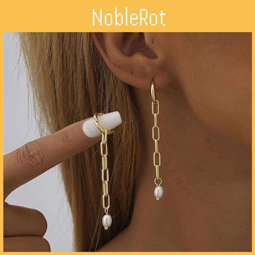 Unique Geometric Gold Plated Copper Earrings With Pearl Jewelry Trendy