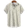 Tropical leaf print short-sleeve shirt, casual daily wear.