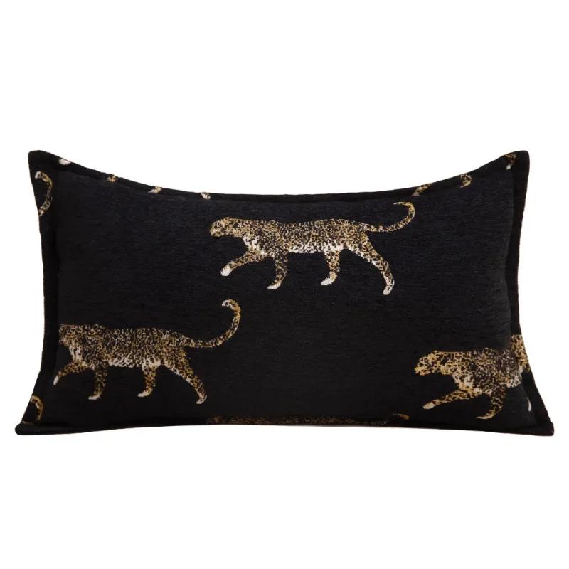 Middle Ancient Style High-end Living Room Sofa Decoration Cushion Cover Exquisite Tiger and Cheetah Pattern Pillowcase