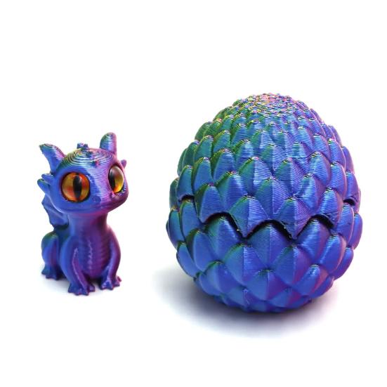 3D Printed Dragon Egg Ornament Mini Dragon Figurine Toy Desktop Dragon Egg with Miniature Dragon Inside Decoration