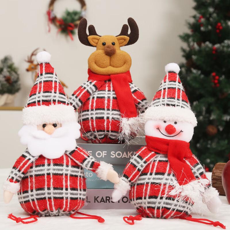 Fabric Christmas Candy & Gift Bags (Santa, Snowman, Reindeer)