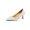 White bridal shoes French niche fine heel single shoes main yarn show two wear wedding shoes women's high heels are not tired