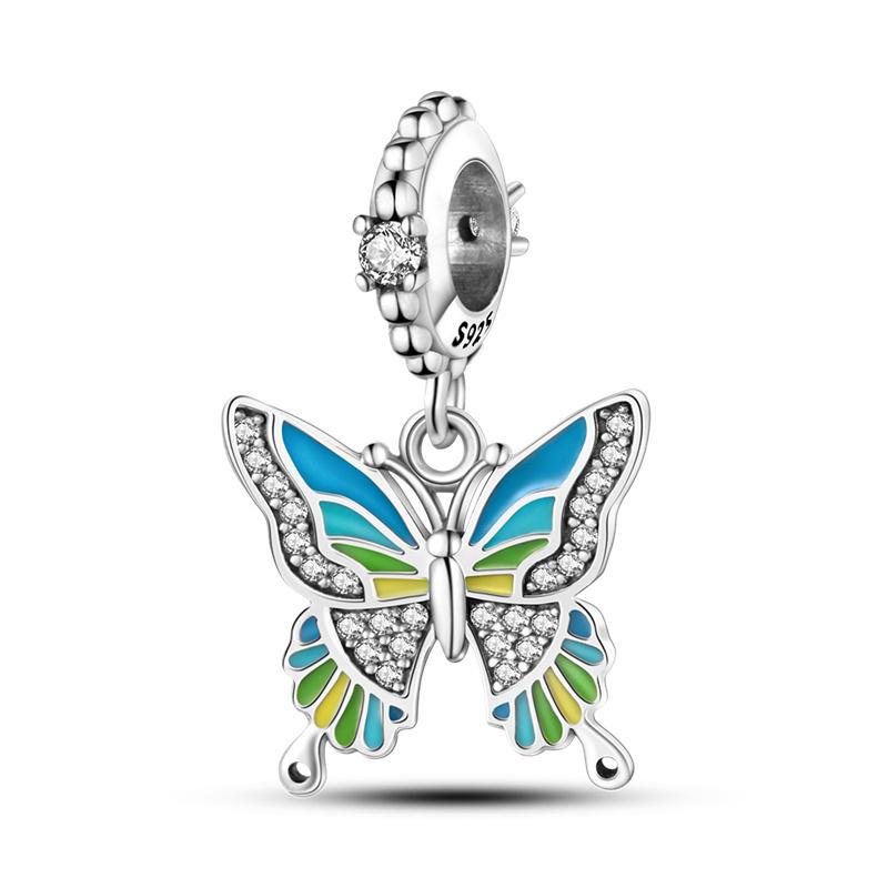 Authentic Copper Colorful Butterfly Dragonfly Charm Beads For Brand Original Bracelet Beautiful Diy Making