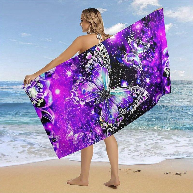 Strandtuch Galaxie und Schmetterlingsmuster Sonnenschutz Winddicht Geeignet für Schwimmbad Camping Reise Decke