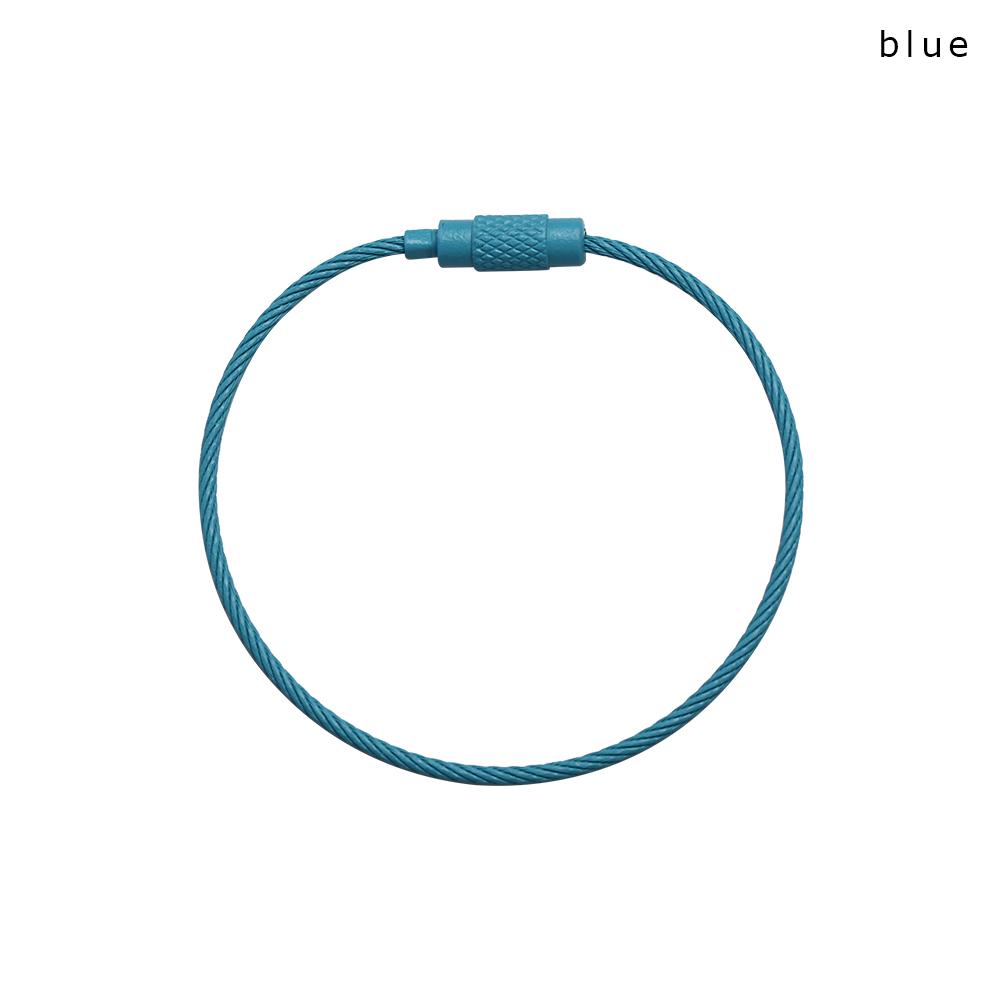 

1.5*150mm Stainless Steel Circle Loop Outdoor Camp Keychain Rope Screw Lock EDC Keyring Cable Wire синий