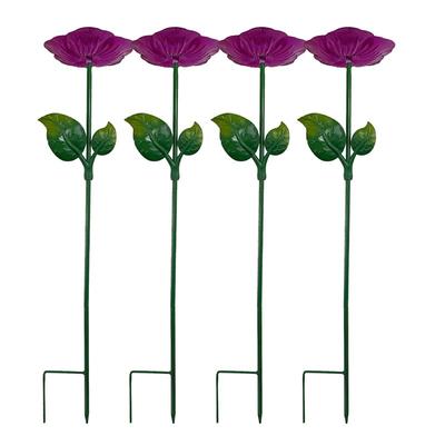 2025 Trend Bee Bird Bath Cups 4 Pcs For Garden Yard Outdoor Decor Vivid Flower Butterfly Water Feeder Cup Bee Watering Station