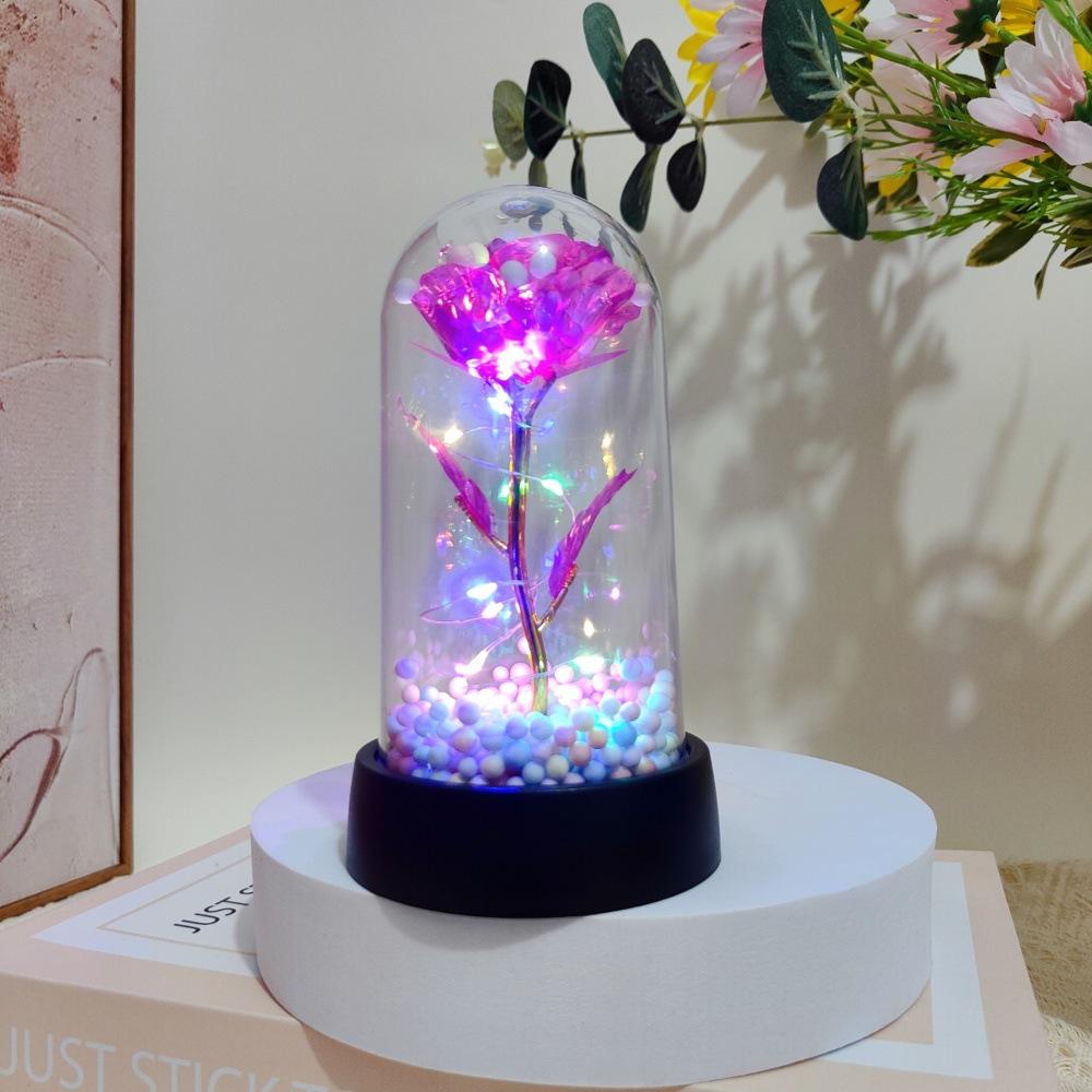 Gold foil rose acrylic cover immortal flower Mother's Day Qixi Festival Valentine's Day gift creative night light ornament