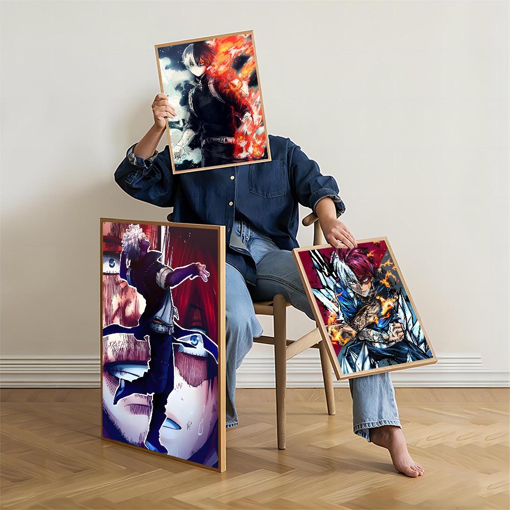 Hero Academia Todoroki Shouto Vintage Posters Sticky Whitepaper Prints Posters Artwork Posters Wall Stickers