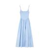 Camisole Long Maxi Adjustable Slimming Casual Solid Color Blue [KANO SEIKA] Women's Dress, Dress, Dress, Slip, Sleeveless, Pockets, Padded, Straps,