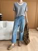 Sinan Casual Blogger Style Round Neck Two-Piece Knit T-Shirt (Short-Sleeved) - SN5531