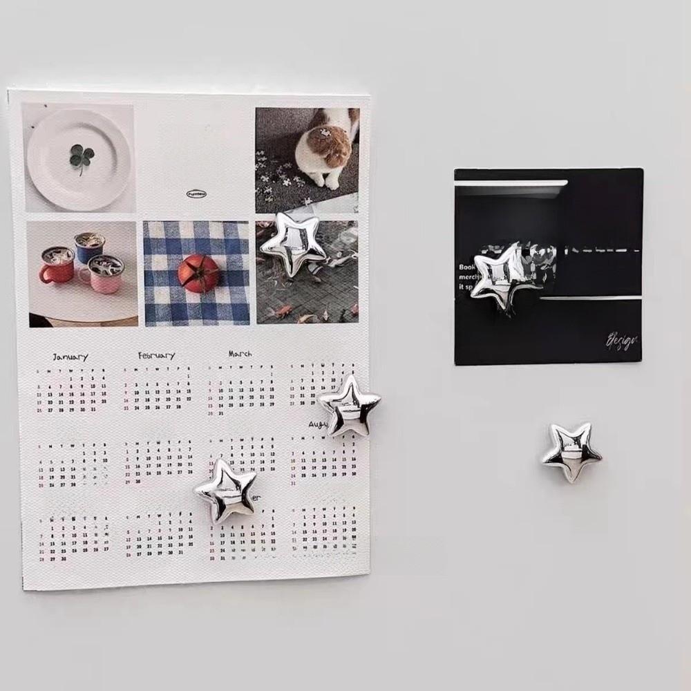 5/10 Pcs Strong Magnet Fridge Magnet Silver Stars Refrigerator Decals  Door Mounting