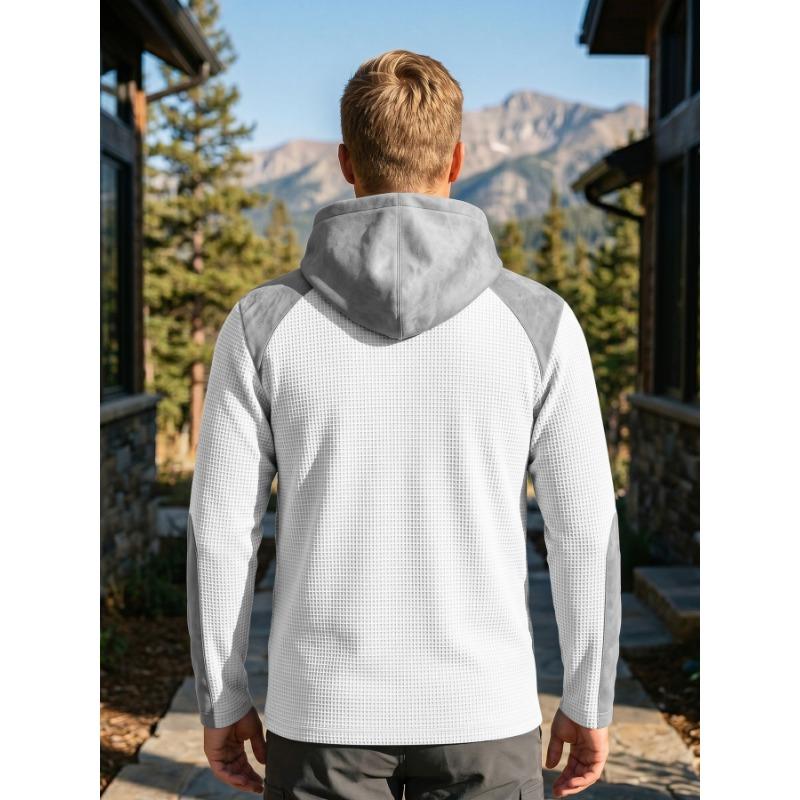 Men S Hooded Pullover Sweatshirt Color Block Casual Top