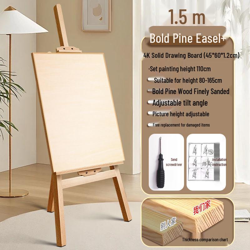 Wooden Tripod Floor Easel for Oil Painting - Foldable Art Student Stand