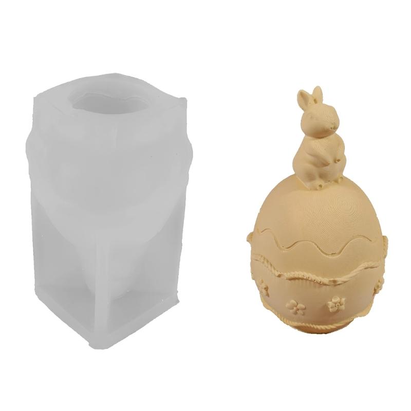Embossed Hare Easter Eggs Shape Silicone Molds Heat Resistant for Resin Casting Making Candle Soap Home Decoration