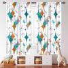 Mid Century Modern Curtains,Blue Orange Abstract Atomic Geometric Pattern Retro 1950S 1960S Style Window Treatments For Bedroom