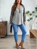 2024 Autumn/Winter New European and American Women's Clothing Hot-selling on Amazon Classic Leopard Patchwork Groove Long-Sleeve Top