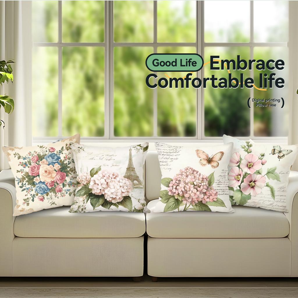 Retro Floral Design Cushions Pillowcase Polyester Cushion Cover Throw Pillow Pillowcover Home Car Sofa Decor