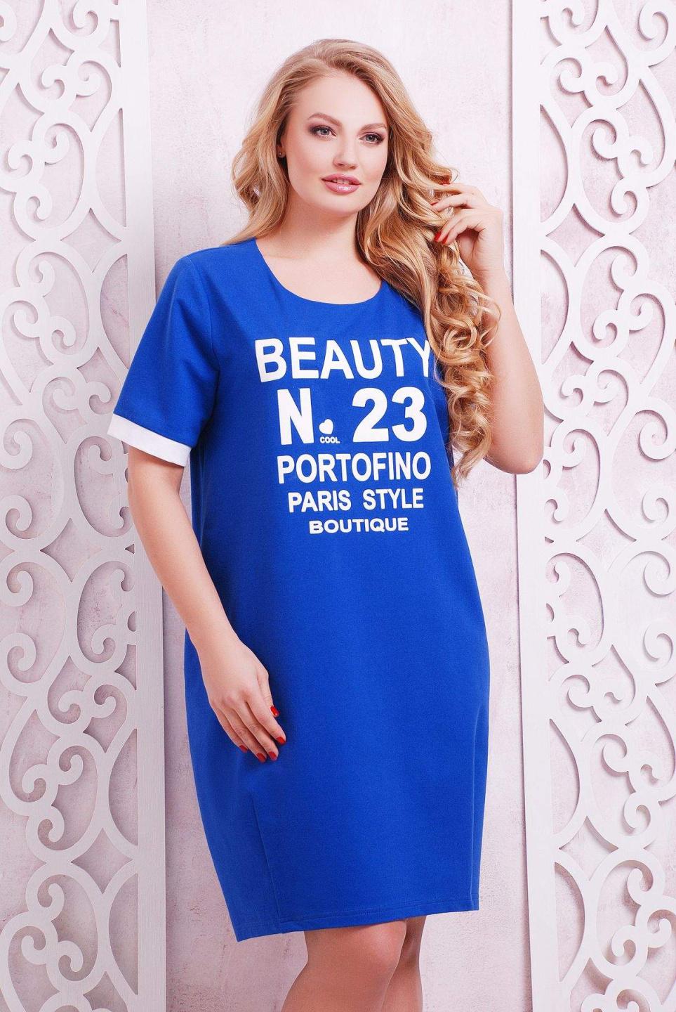 

Сукня-туніка у стилі кежуал Tatiana БРІНА 4XL електричний синій колір