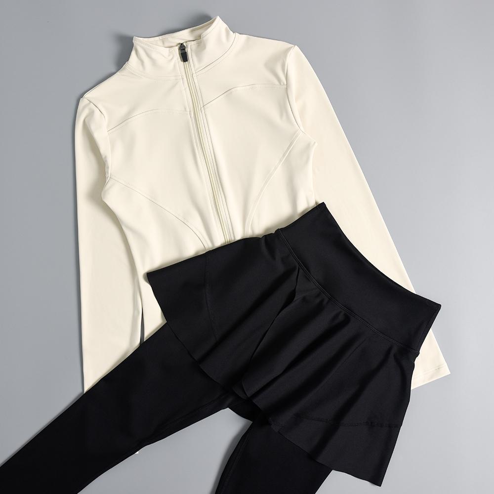 Women's Slim Fit Long Sleeve Sports Suit - Autumn/Winter Gym & Yoga Wear with Round Neck Jacket