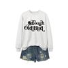 Womens Oversized Cotton Hoodie Sweatshirt With Bold Print - Casual Winter Top Daily Wear
