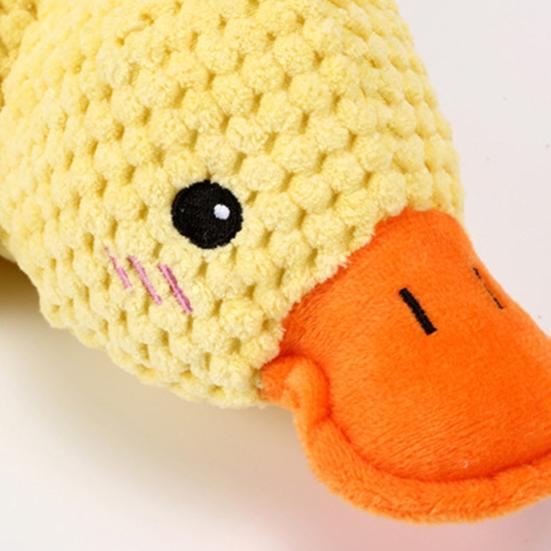 Quacking Yellow Duck Dog Toy Boredom Stress Relief Crochet Stuffed Duck Pet Chew Interactive Toy Puppy Calming Plush Doll Squeaky Toy Pet Supplies