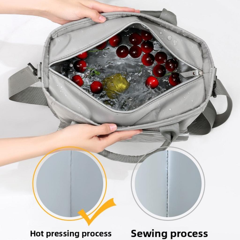 Large Insulated Lunch Bag, Portable Insulated Handbag with Adjustable Shoulder Strap and Handle, Hot and Cold Food Carrier, Outdoor Beach Cooler Bag