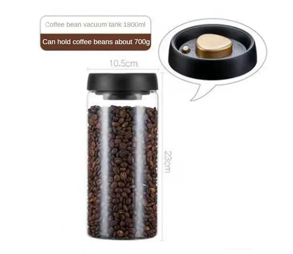 Transparent Glass Food Storage Jars, Vacuum Sealed Tank, Moisture-Proof,  Airtight Container, Coffee Beans, House