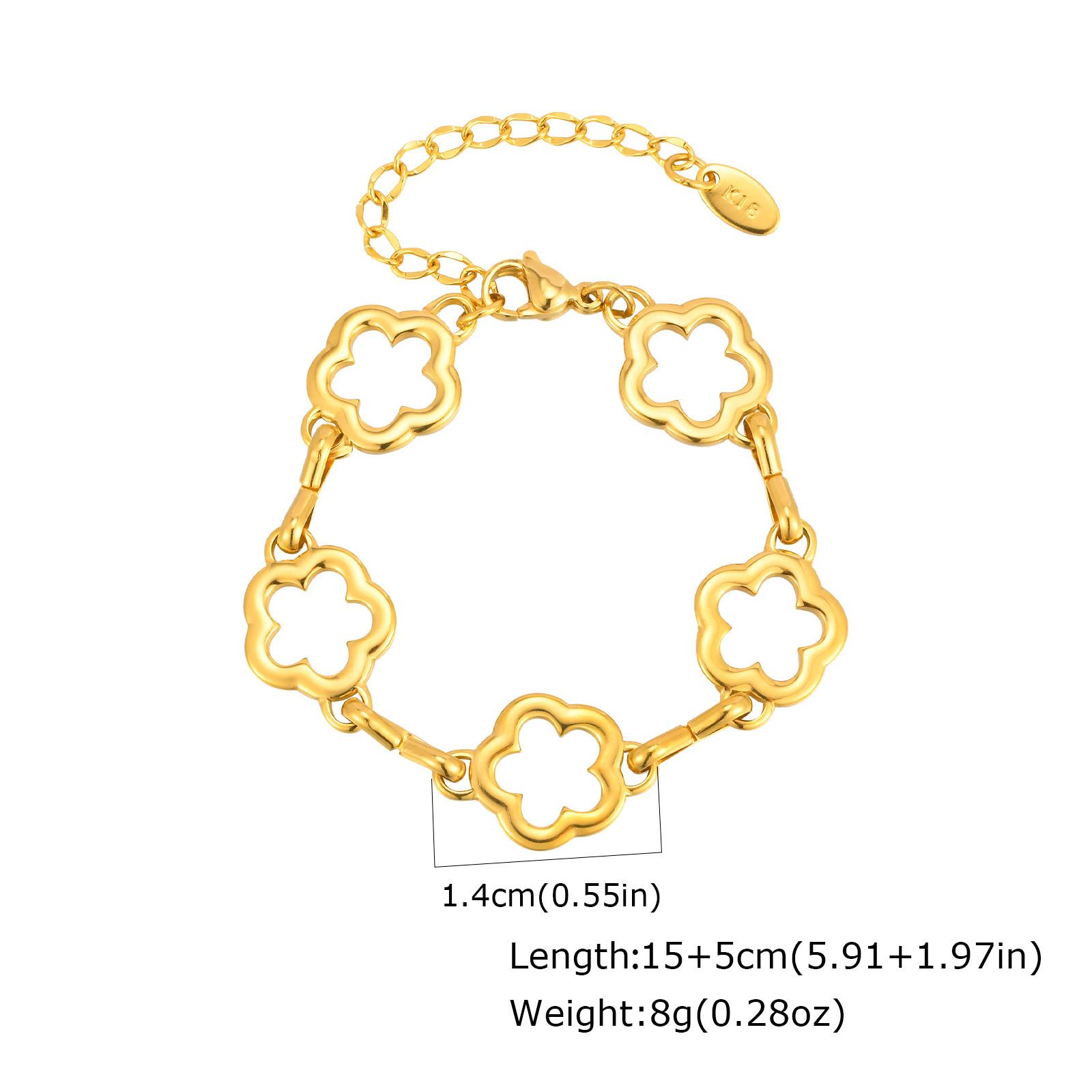 

Vnox Elegant Hollow Five Flowers Necklace Bracelet, Stainless Steel Waterproof Jewelry Set, Statement Gift nFor Women Girls
