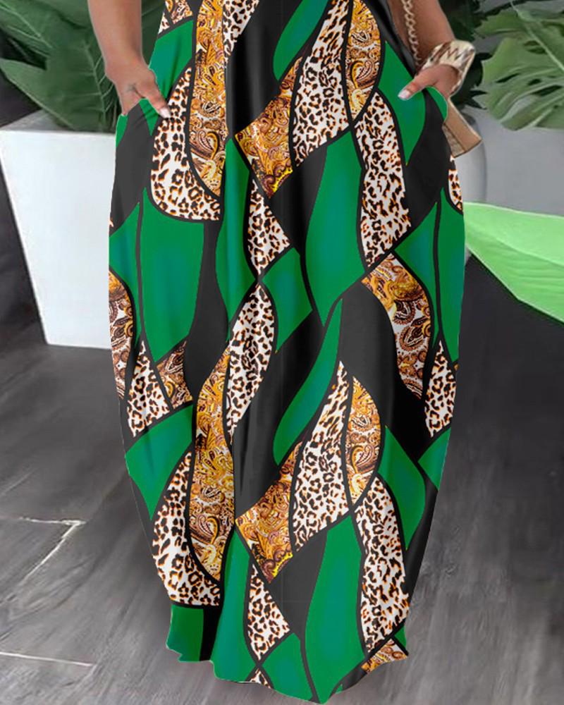 European & American Women's Casual Off-Shoulder Sexy Print Dress