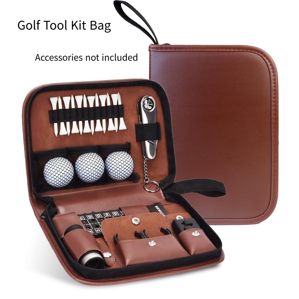 Golf Tool Kit Bag - Large Capacity Leather Organizer, Multi-functional Portable Golf Accessory Case for Travel & Storage