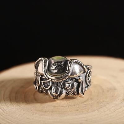 Retro Pirate Cat Ring For Men Silver Color Punk Gothic Adjustable Open Ring Rock Handmade Hiphop Unisex  Accessories Gift