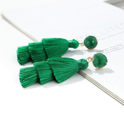 Green Tassel Earrings For Women Colorful Tassle 3 Tier Bohemian Earrings Dangle Drop Earrings For Women Gifts
