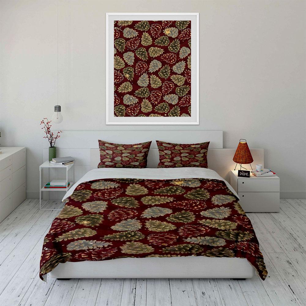 Golden and Silver Pinecones. Bedding Sets Duvet Cover Sets Duvet Covers Pillowcases(1 * Duvet Cover 2 * Pillowcases Without Duvet Insert)
