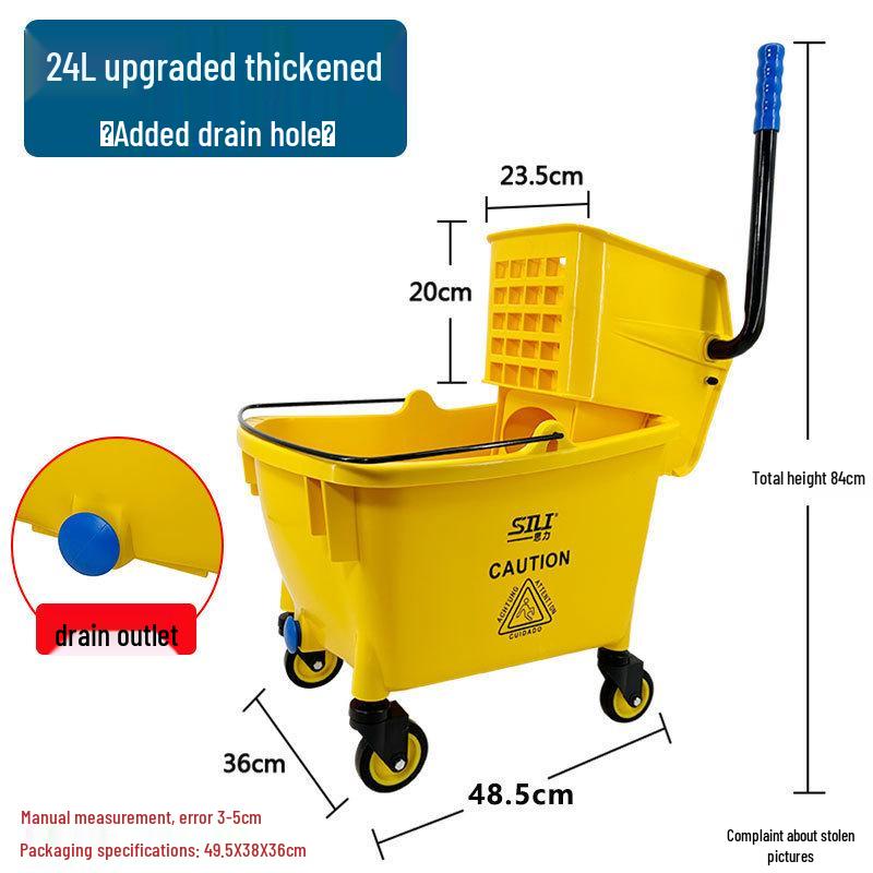 White Cloud Heavy-Duty Hands-Free Mop Bucket with Squeeze Water Extractor