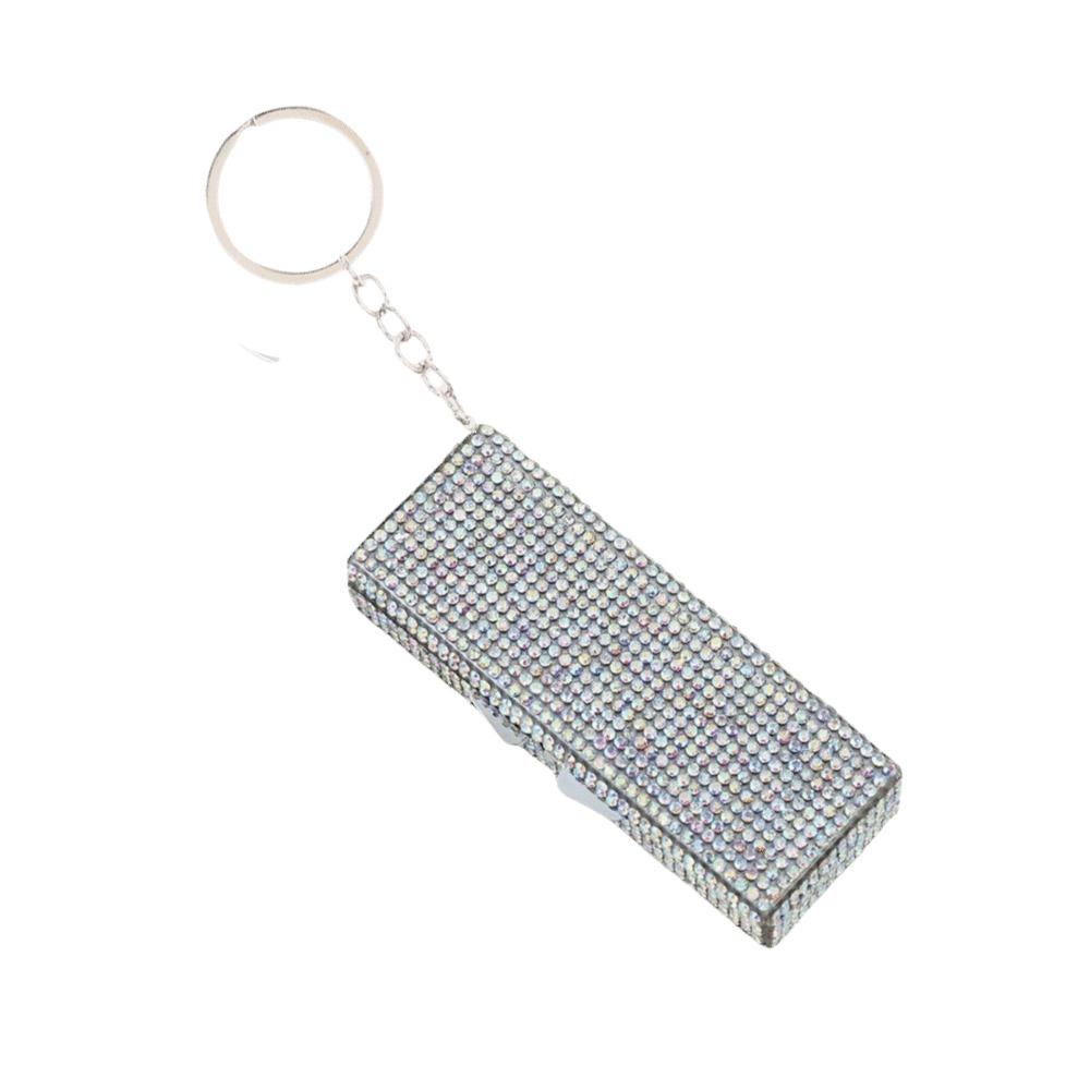 Shiny Rhinestone Mini Metal Pill Box Blingbling Keychain Medicine Storage Box Portable 6 Grids Travel Pill Organizer