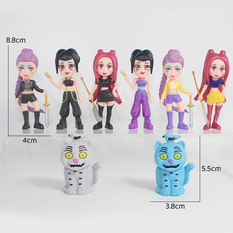 8 Stück/Set Kpop Dämonenjäger Actionfigur Spielzeug Derpys Tiger Rumi Mira Zoey Sussy Figur Puppe für Fans Geschenke