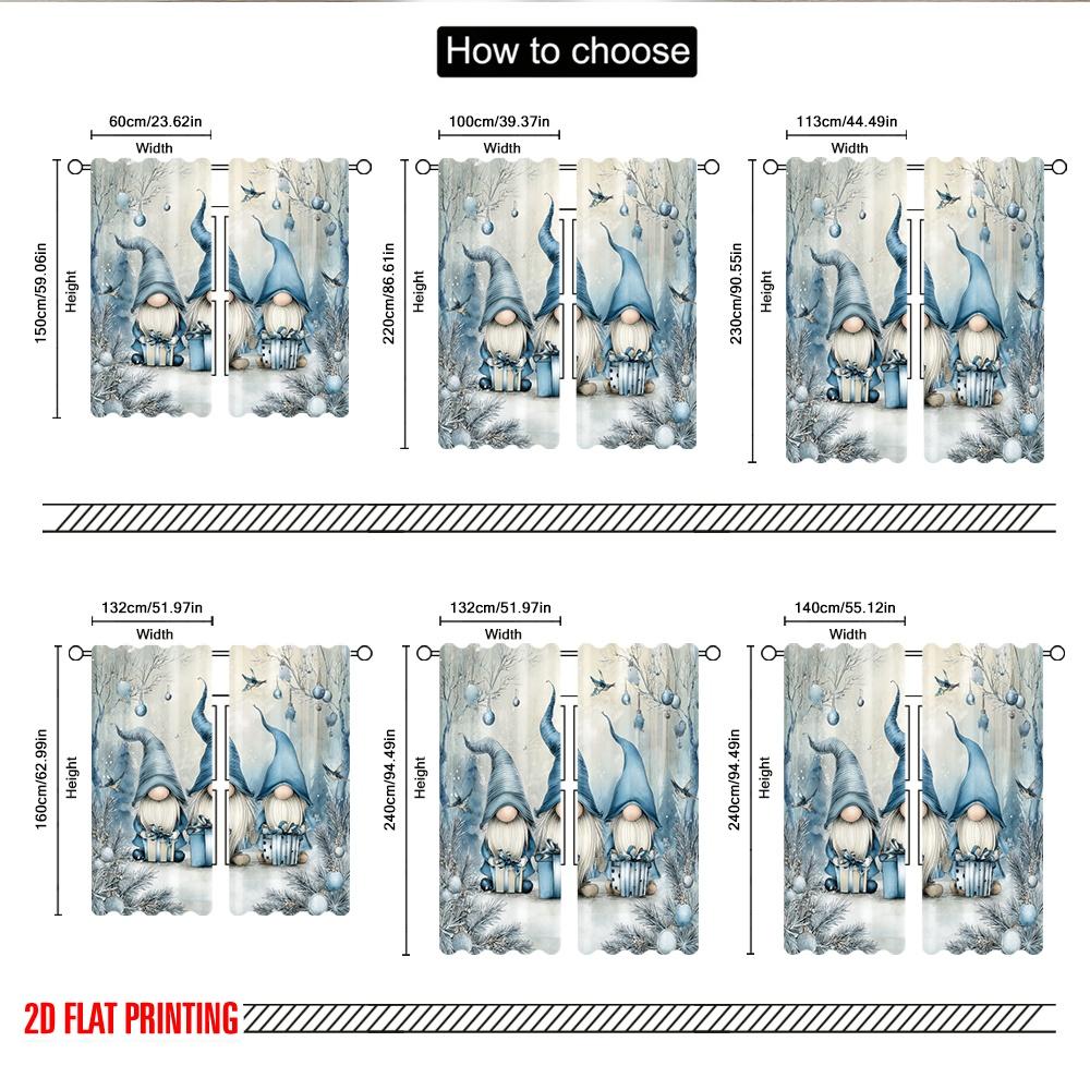 2pcs 2D flat printing Merry Christmas Curtains Christmas Gnomes Winter Snow_a Digital Printed Polyester Drapes Family Party for