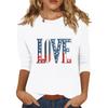 Women's Print Round Neck Top With Three Quarter Sleeves T-Shirt Three Quarter Sleeves T-Shirt