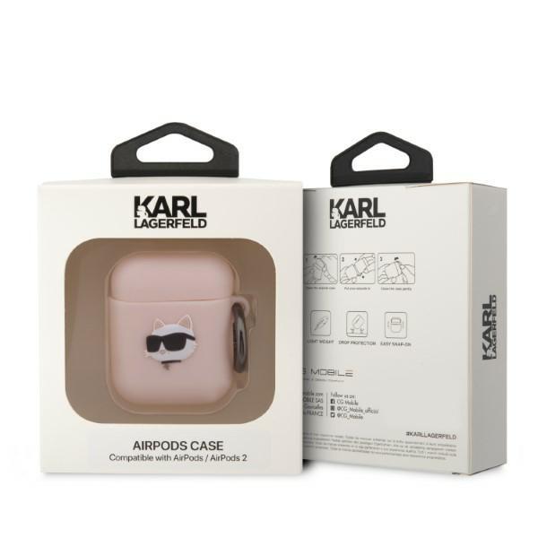 Karl Lagerfeld KLA2RUNCHP AirPods 1/2 cover pink Silicone Choupette Head 3D