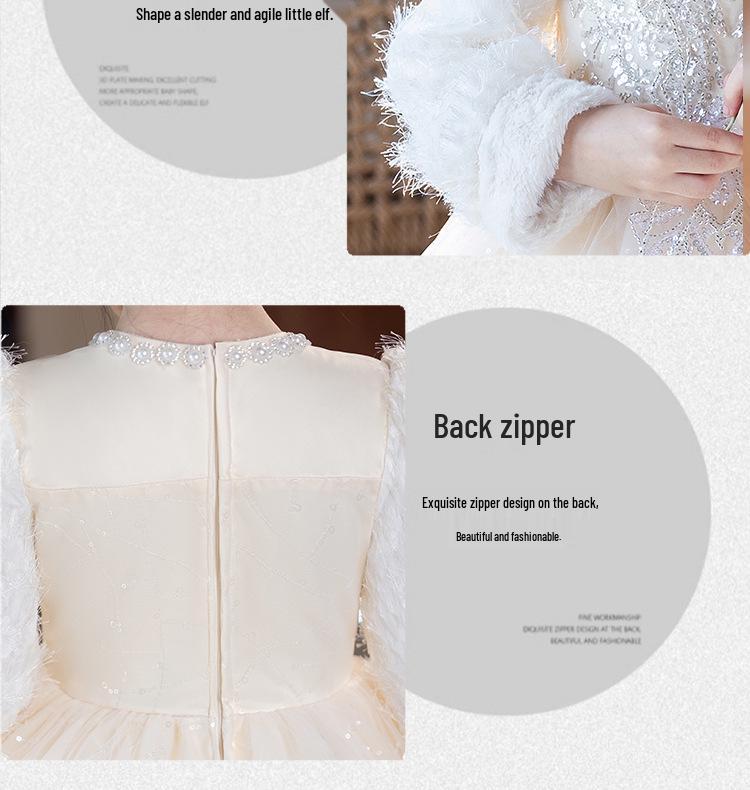 Girls' Luxury Formal Autumn/Winter Princess Dress - High-End Flower Girl Dress for Birthdays, Weddings, and Special Occasions.