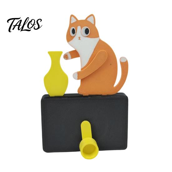 Talos Cat Pushing Vase Refrigerator Magnet, 3D Printed Whiskers Holder Pet Memorial Keepsake Decoration, Gift for Cats Lovers