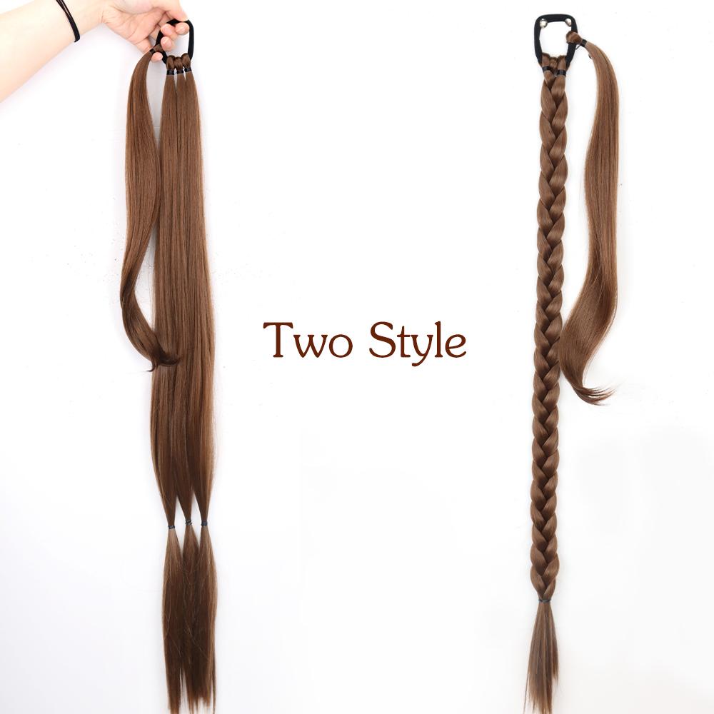 LISI HAIR 34-calowe syntetyczne, długie, plecione kucyki doczepiane do włosów dla kobiet, czarne, brązowe, kucyk, codzienne noszenie