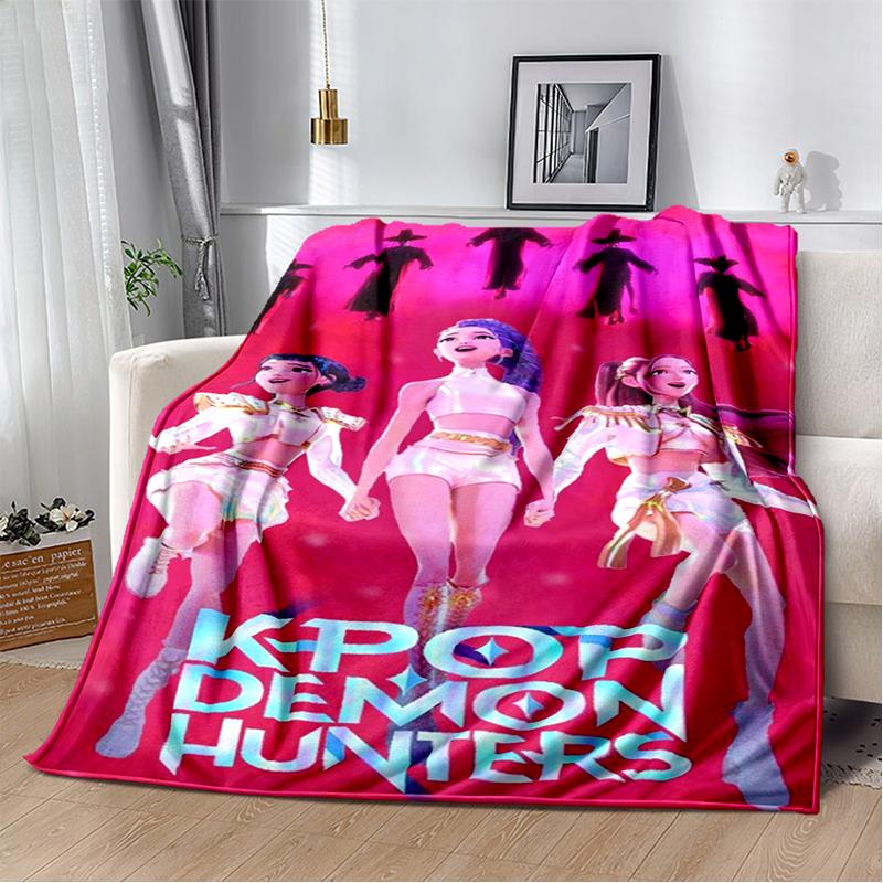 Cartoon Kpop Demon Hunters Rumi Mira Zoey HD Soft Flannel Blanket for Beds Bedroom Sofa,Throw Blanket for Cover Picnic Gift