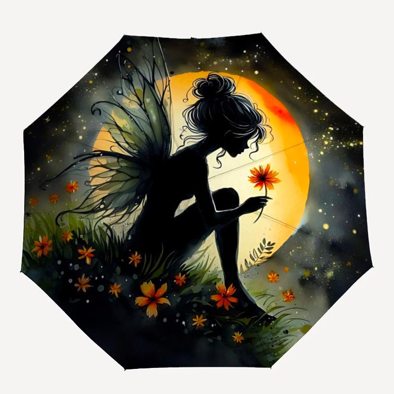 1 шт. Автоматический складной зонт Fairy Bloom, Компактный складной зонт, Всесезонный портативный зонт для женщин/мужчин F1124154