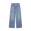 Women's Fashion Slim Fit High Waist Denim Pant Rhinestone Embellished Jeans Street Blue Wash Solid Color Casual Wide Leg Jean 2025 Spring