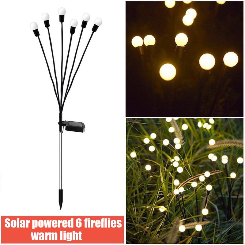 6/8/10 Pcs Solar Powered LED Firefly Garden Lawn Lights Waterproof Outdoor Decoration for Patio Festival Party Ground Plug Lamp