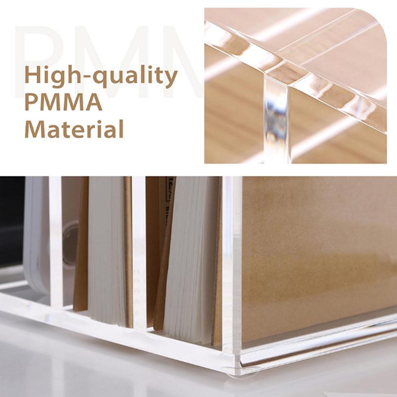 

Acrylic Mail Organizer File Sorters For Desk 3-Section Laddered Desktop Vertical Holder Desk Organizer Workspace Organizer